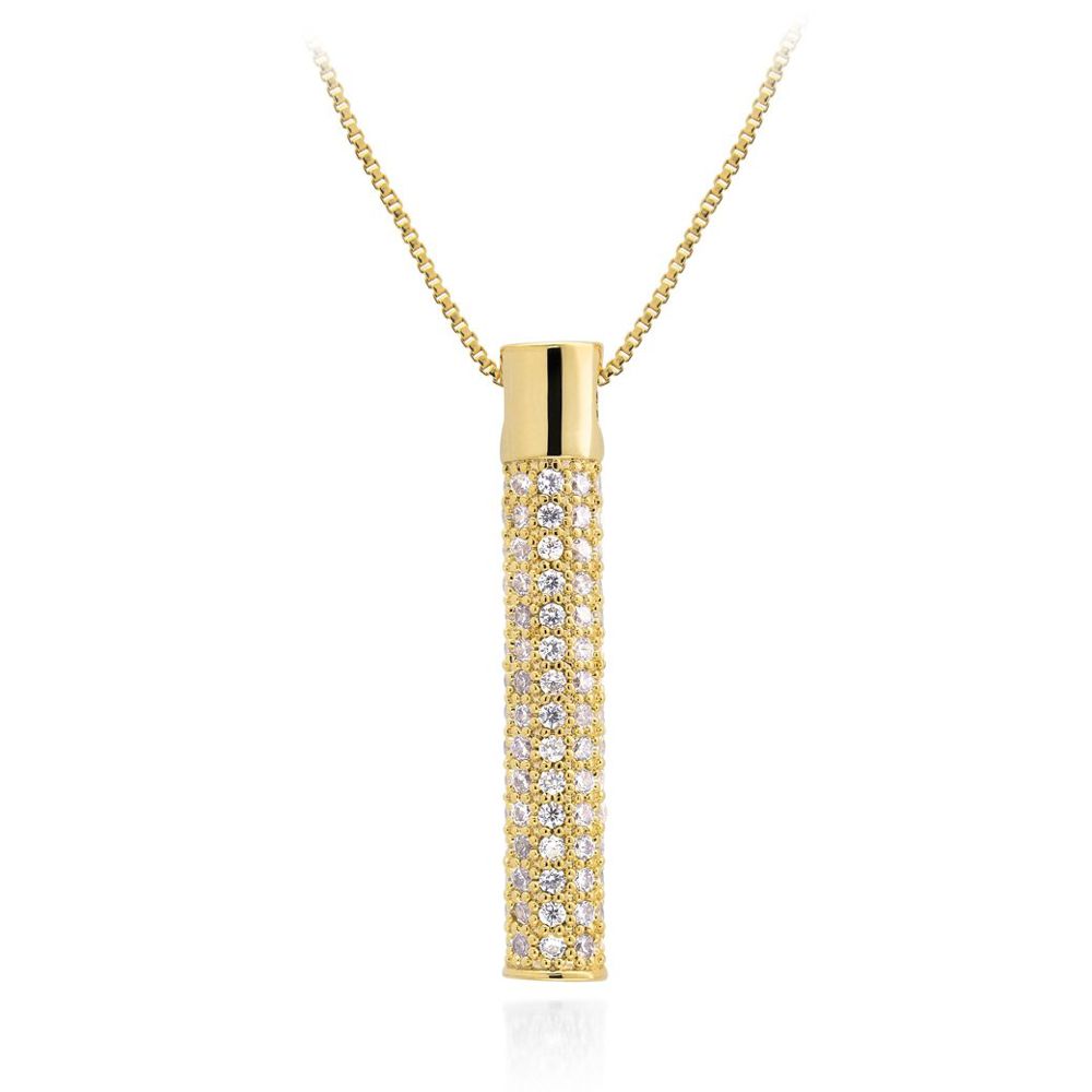Gold Plated Steel Cylinder with Pave Crystals - Click Image to Close